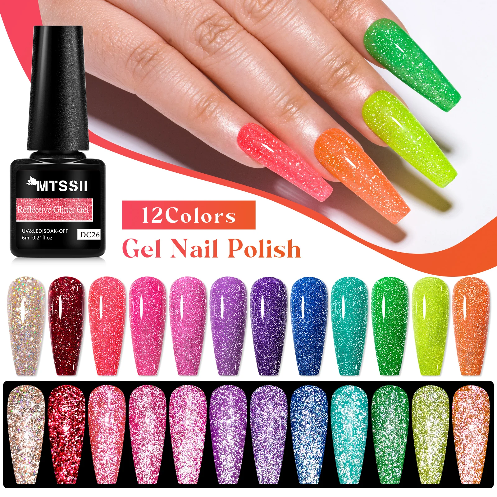 8/12 قطعة بريق هلام مجموعة طلاء الأظافر تألق بريق شبه دائم نقع قبالة الأشعة فوق البنفسجية هلام الورنيش مانيكير مع صندوق DIY بها بنفسك مستلزمات الأظافر #2