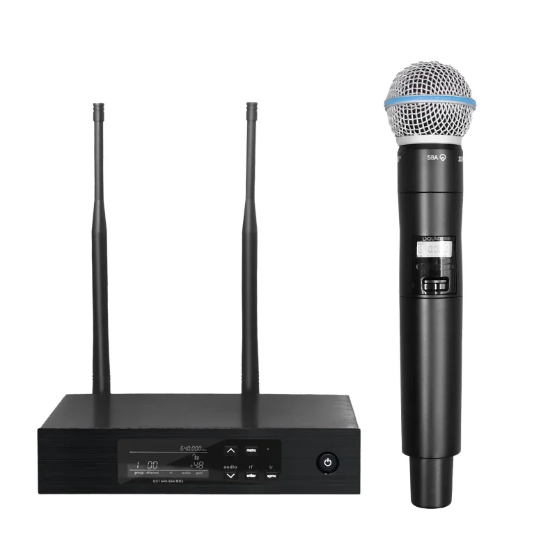 NEW QLXD4 UHF True Diversity Rechargeable Dynamic Microphone Lapel System for Live Performance, Broadcasting, Conferences - Blac