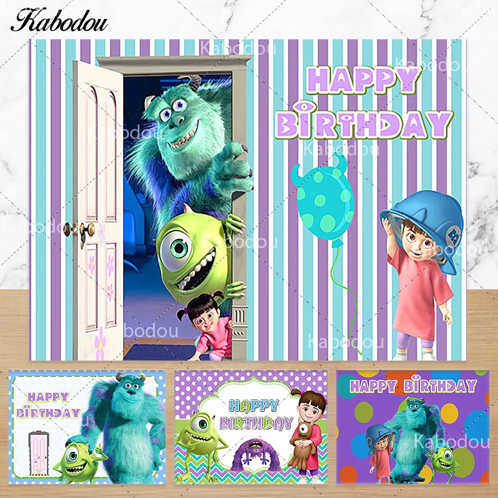 Monsters University Inc Photo Backdrop Disney Little Boo Boys Girls Birthday Baby Shower Photography Background Decor Props