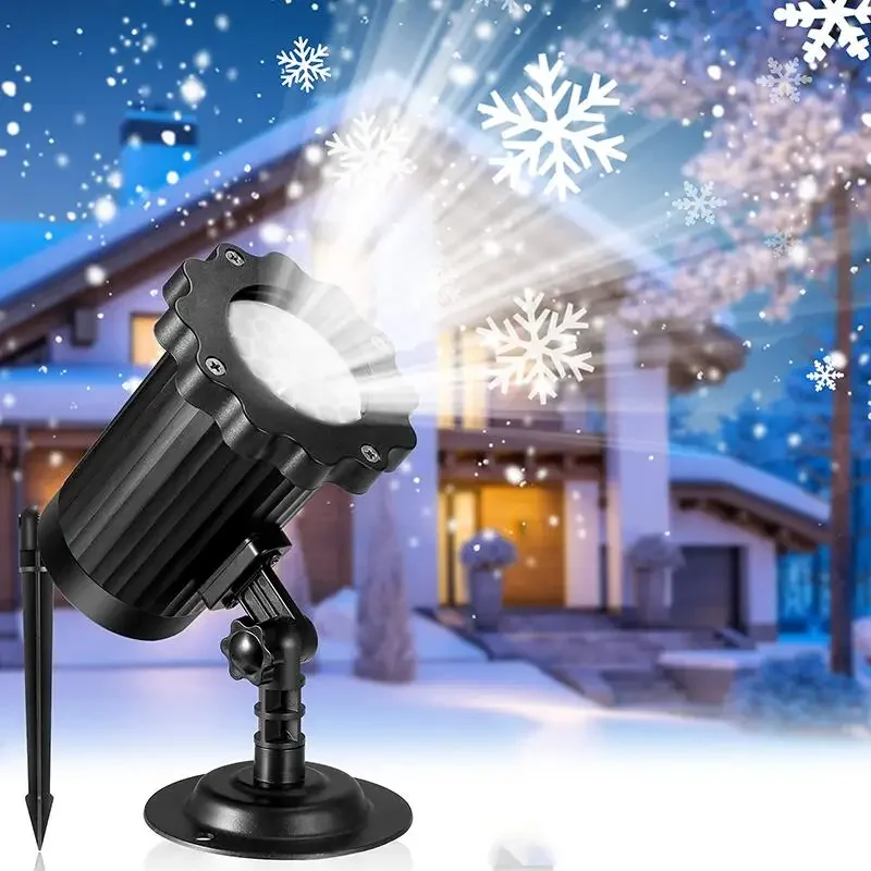Christmas Stage Snowflake Led Lamp With Remote Control Outdoor Lawn Garden Decor Decoration Projection Pattern Blizzard Lamp