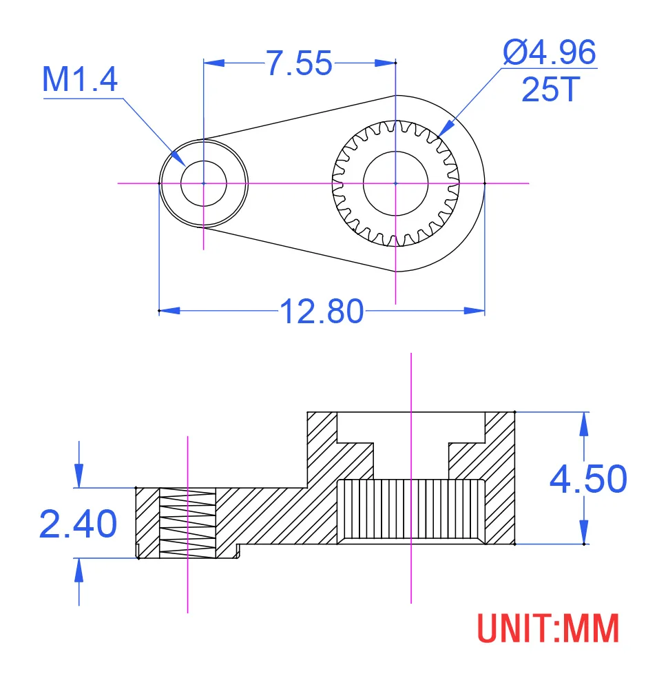 25T Mikro-Metall-Hornarme aus Aluminiumlegierung, DIY-Montage-Upgrade für AFRC D2114 D1338 D2307 D1410 D1802MG-Serien-Servos – Detail 3