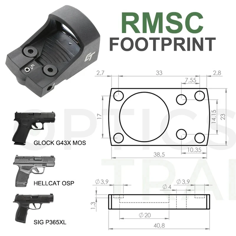 Hunting Ultra Compact Open Reflex Pistol Sight with LED 3.0 MOA Red Dot and Integrated Co-Witness for Handguns