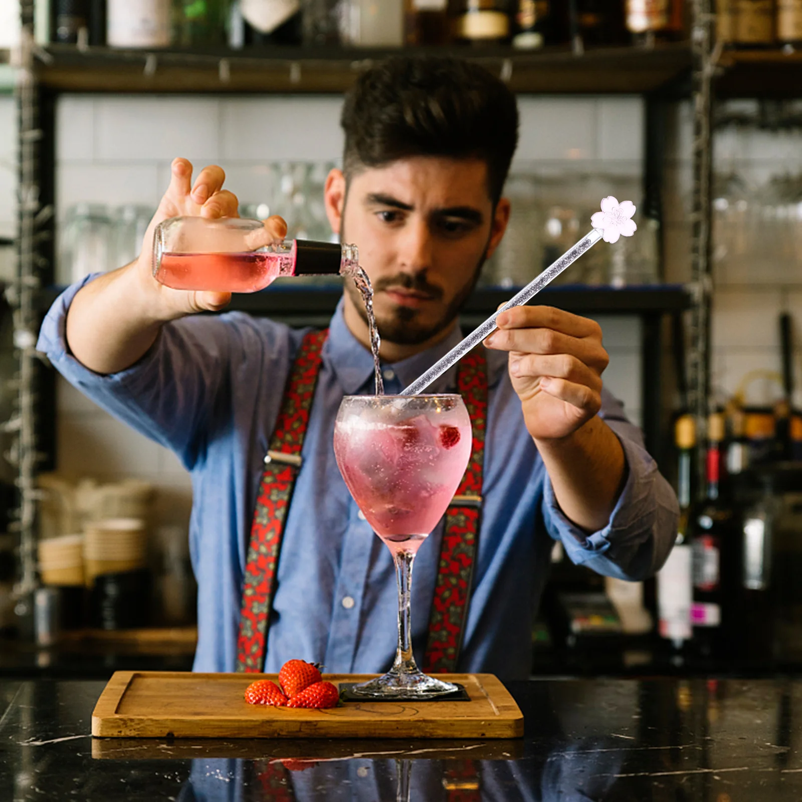 1Pcs Stylish Glass Beverage Stirring Stick Multi-Function for Cocktails Juices Teas Coffees Ideal for Various Occasions