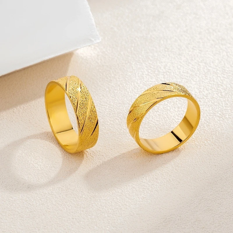 

999 Gold Matte Twill Engraved Ring Elegant Light Luxury Simple Versatile Classic Birthday Gift