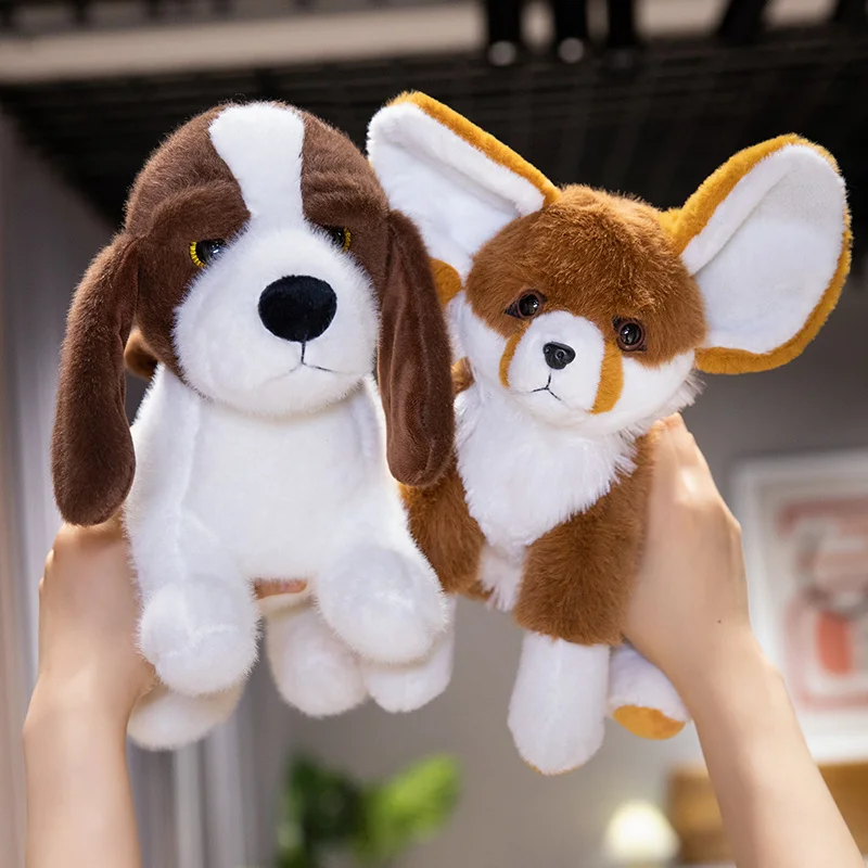 Simulation Basset Hound Big-eared Dog Fennec Fox Soft Pet Plush Dolls Animals Toys Funny Throw Pillow Cartoon Christmas Gifts