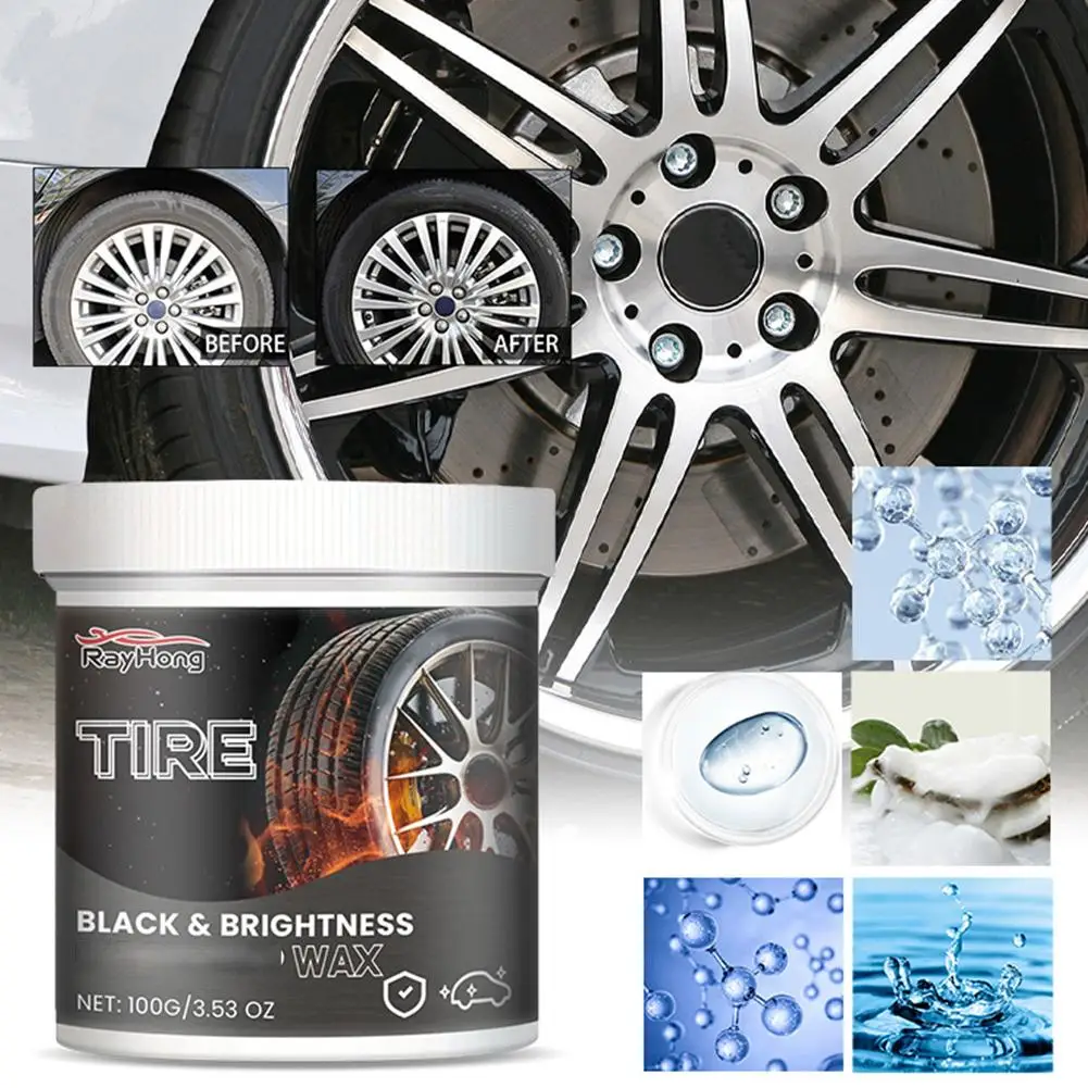 100ml Car Tire Retreading Cleaning Cream Auto Plastic Shiny Paste Brightener Agent Tire Maintenance Anti-Aging Polishing V9V6