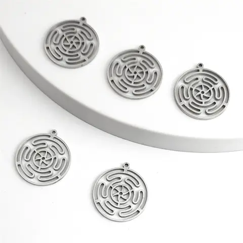 Hekate Wheel Charm Pendant For Men Stainless Steel Silver Color Strophalos Hecate Goddess Magic Symbol Jewelry Making 1725S07