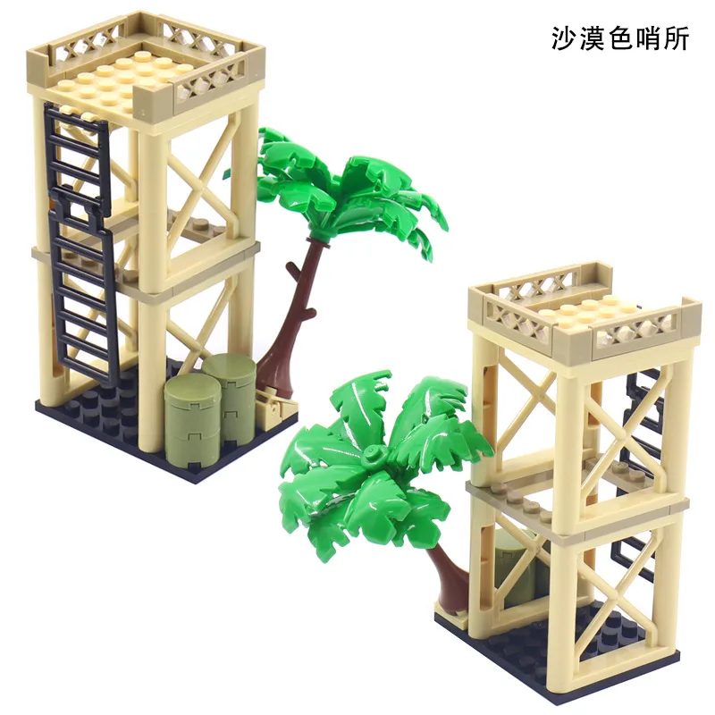 WW2 Military Base Soldiers Army Figures Weapon Accessories Building Block Guns Barbed Wire Sandbags PUBG Sence Series MOC Bricks