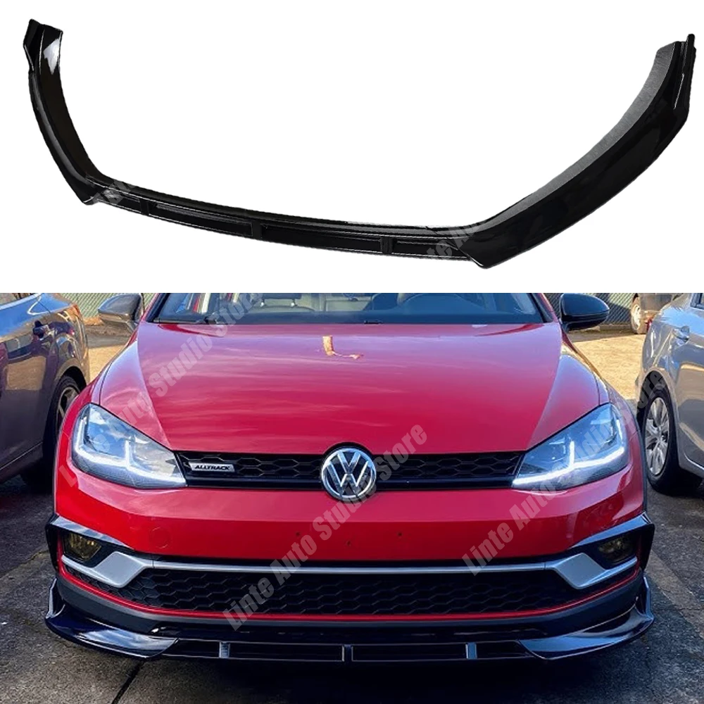 Front Bumper Splitter For Volkswagen Golf MK7 MK7.5 Alltrack TSI TDI 2014-2020 Gloss Black 3pcs Splitter Diffuser Lip Guard Kit
