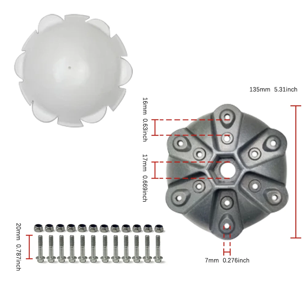 Imagem -02 - Kit Cubo e Tampa de Roda para Geração de Turbinas Eólicas Horizontais Parafusos e Porcas de Lâminas 135 mm de Diâmetro 6