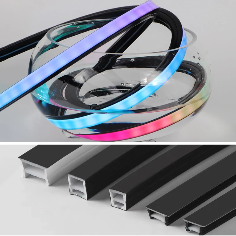 

1-5M Recessed Black Neon Rope Tube 10/16/20Mm Waterproof Silicone Led Channel Diffuser Flexible Strip Lamp Indoor Soft Tape Lamp