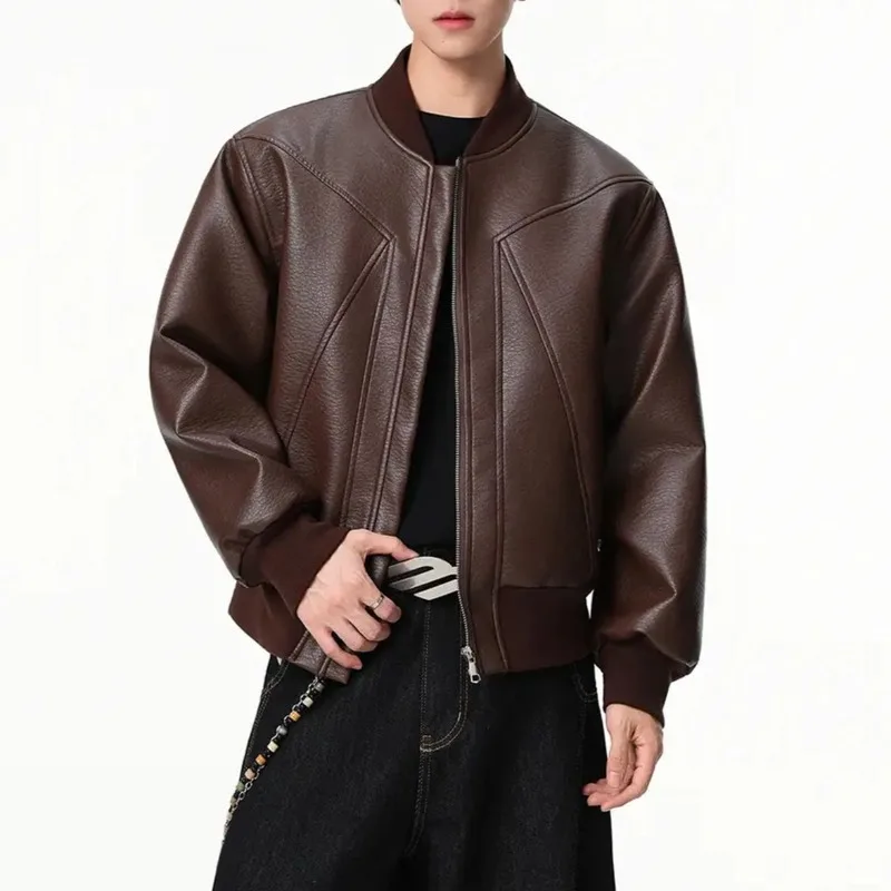 

Винтажная кожаная куртка, мужская уличная одежда, мотобайкерские пальто, куртка-бомбер из искусственной кожи, мужская ветровка, кожаные плащи, верхняя одежда
