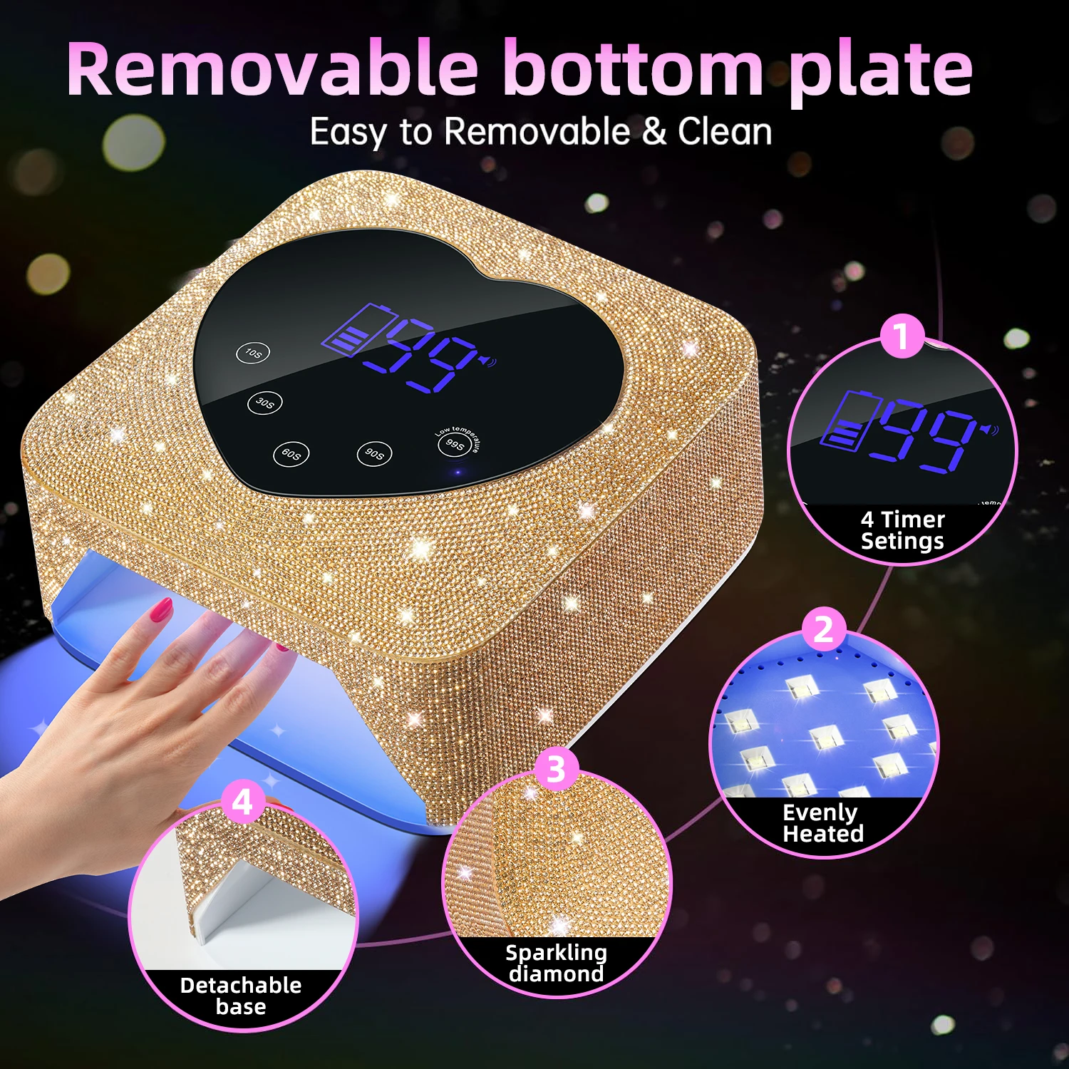 Professional UV LED Nail Lamp Rechargeable Nail Dryer Wireless Nail Drying Lamp for Curing All Gel Nail Polish Nail Equipment