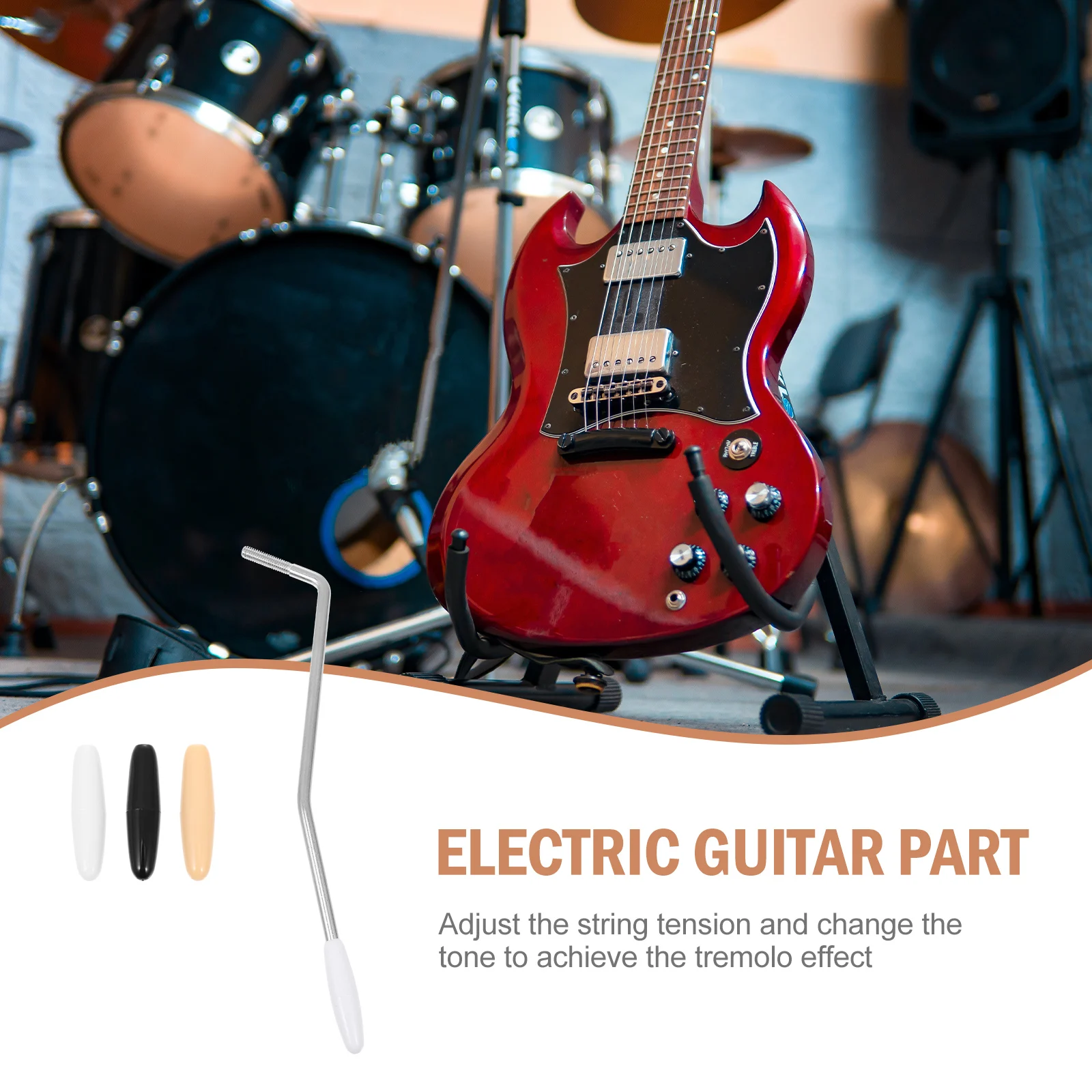 

Electric Guitar Whammy Bar 5.0mm Thread Sturdy Metal Tremolo Arm Part Replacement 3 Caps Accessories for Guitar Bridge