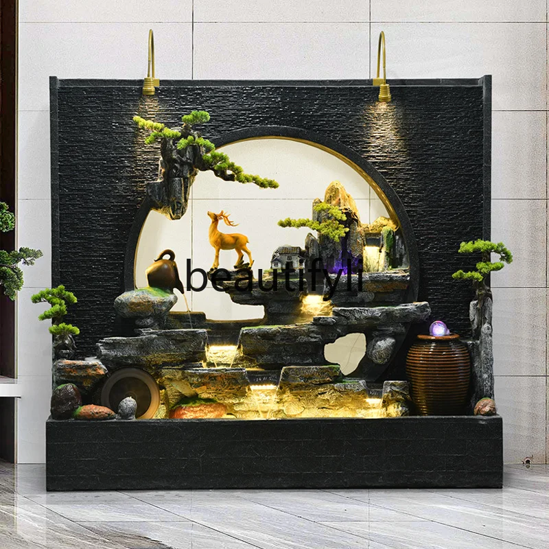 

Rockery flowing water fountain water curtain wall garden outdoor circulating water decoration floor ornament