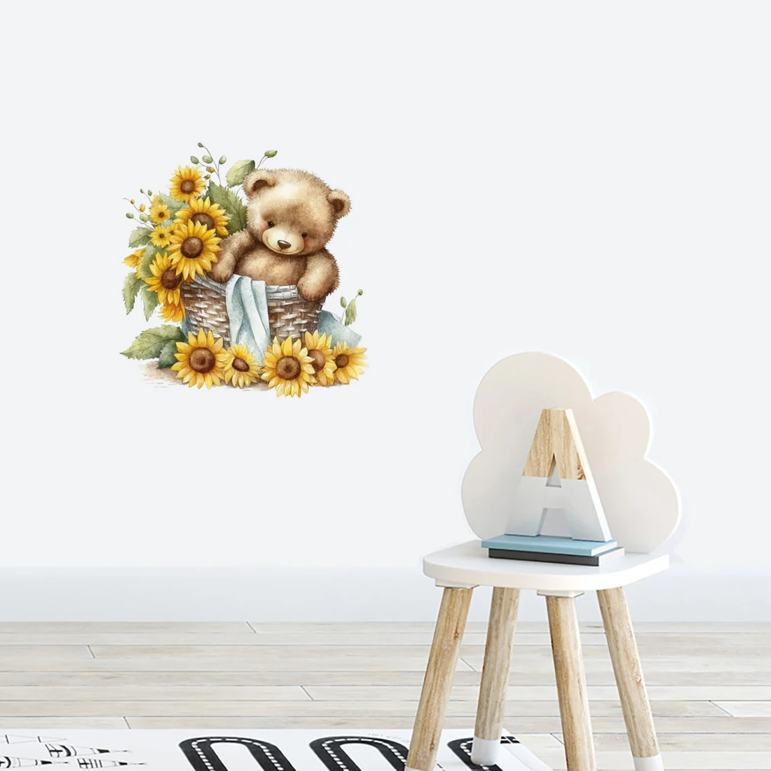 Three Ratels RR967 Cute brown bear cartoon animal wall stickers for kid's bedroom decoration toilet stickers car decals