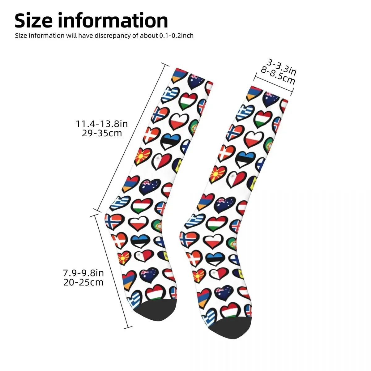 Eurovision Song Contest Flags Hearts Socks Harajuku Stockings All Season Long Socks Accessories for Mans Womans Birthday Present