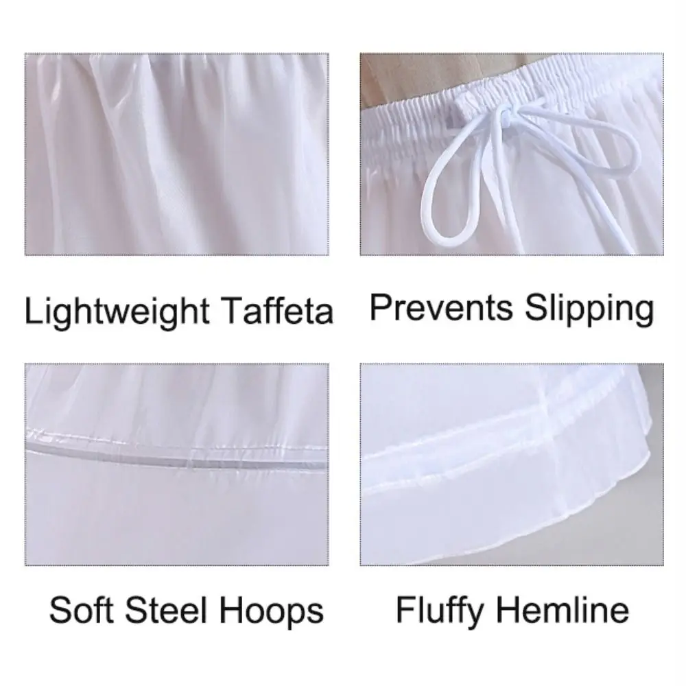 ثوب نسائي أبيض جديد 3 أطواق تنورة داخلية طويلة كرينولين