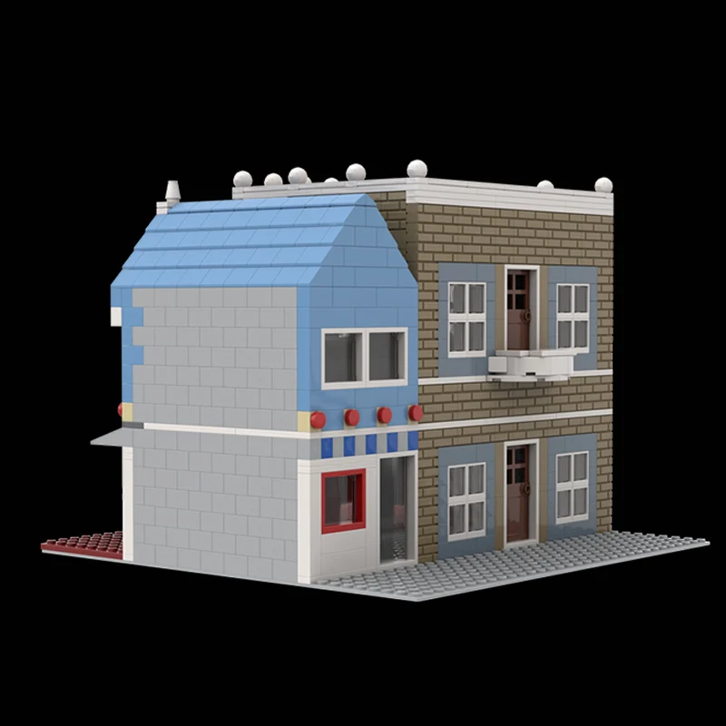 Model ulicy miejskiej MOC Klocki konstrukcyjne USA Main Street Kino Modułowa technologia Prezenty Świąteczne Zestaw do składania Zabawki dla dzieci