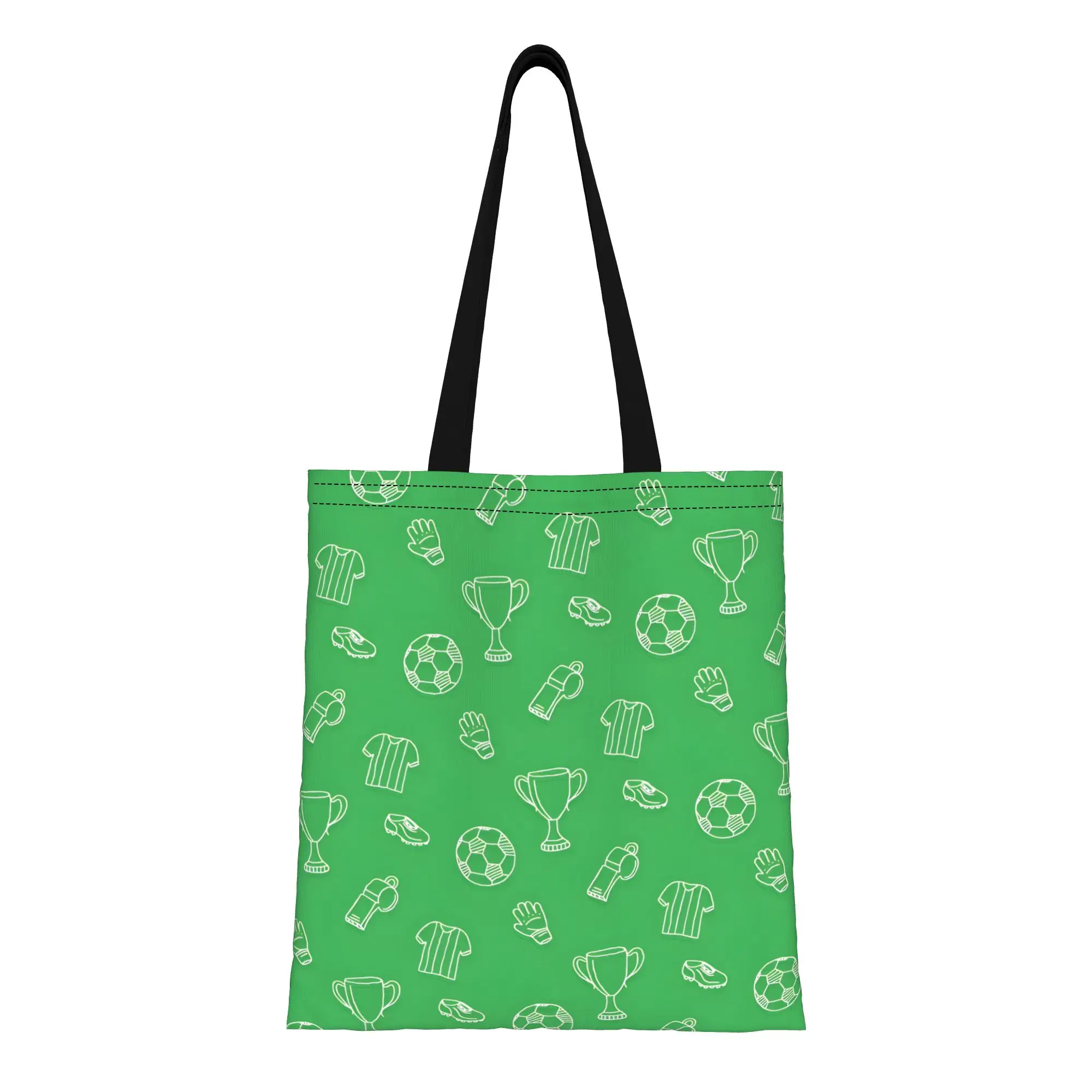 

1PC Large Capacity Soccer Pattern Whistle Canvas Tote Bag Foldable Chic Pattern No Closed Design