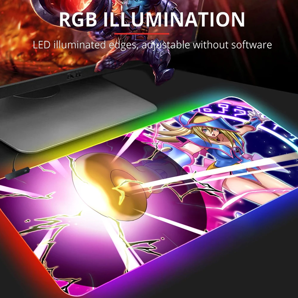 

RGB Anime Mousepad Gamer Yu Gi Oh Dark Magician Girl Mouse Pad Gaming Accessories Desktop Table Mat Keyboard Game Mats Diy Pc Xl