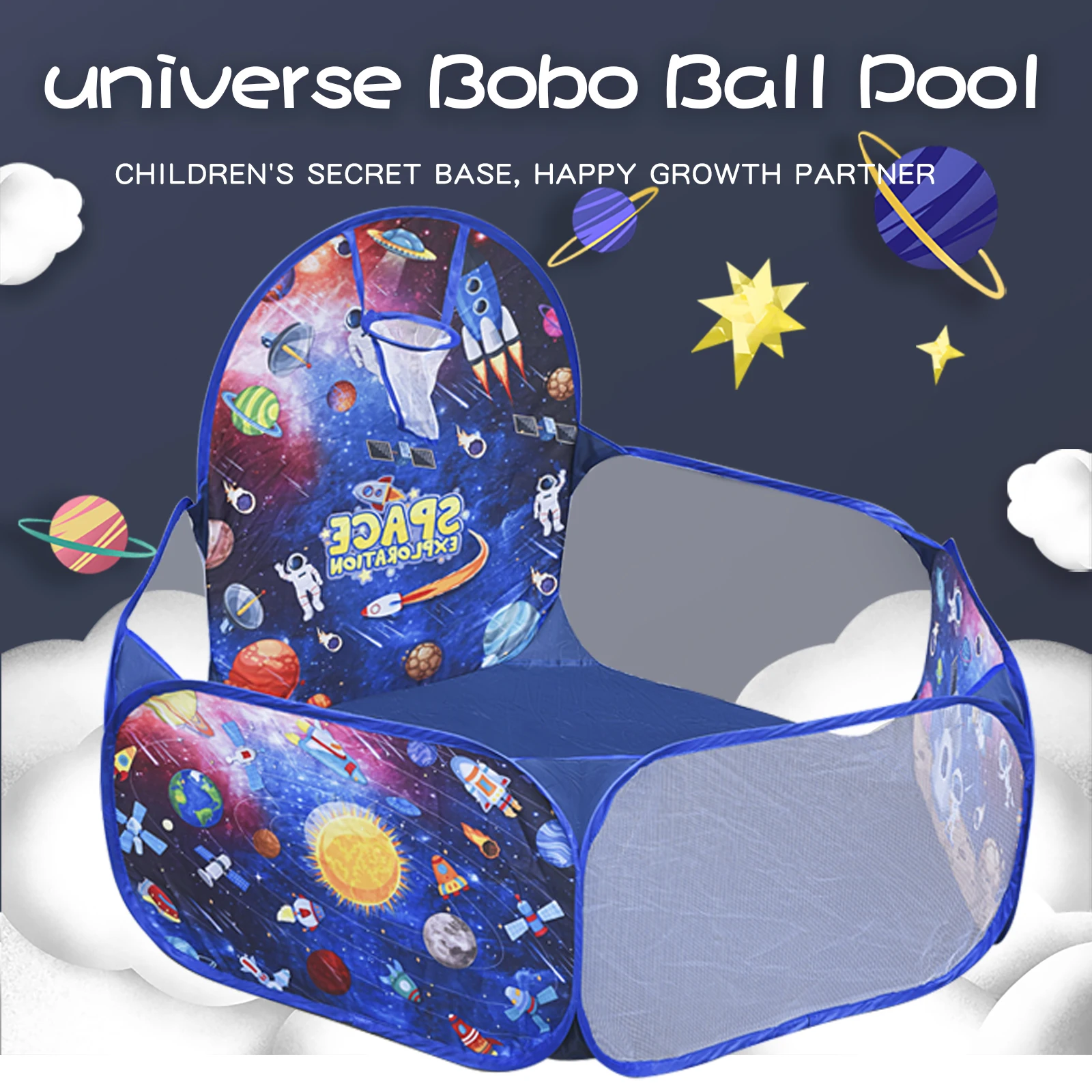 Padrão de céu estrelado infantil, tiro em Marte, piscina de bolas oceânicas, interior e exterior, dobrável, conveniente para transportar