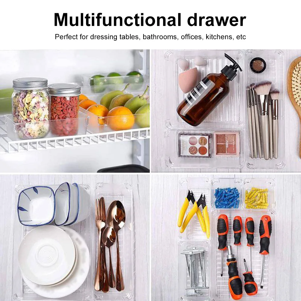 25PCS/Set Desktop Drawer Organizer Set Plastic Bathroom Storage Cosmetics Organizer Transparent Storage Box Kitchen Small Tools