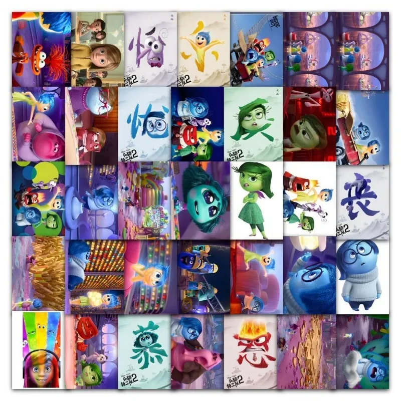 Disney Cartoon Inside Out 2 50 Stickers Anime Joy Sadness Anger Disgust Anxiety Personality Sticker Guitar Notebook Decoration