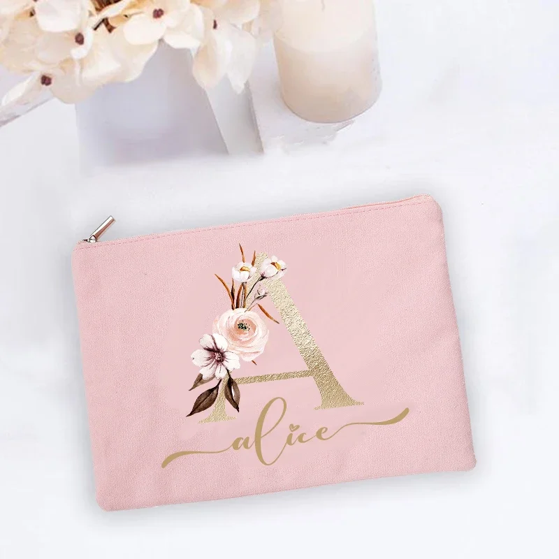 Personalized Custom Name Makeup Bag Bridesmaid Lipstick perfume Canvas Bag Gift Travel Holiday Wedding Party Decoration Wallet