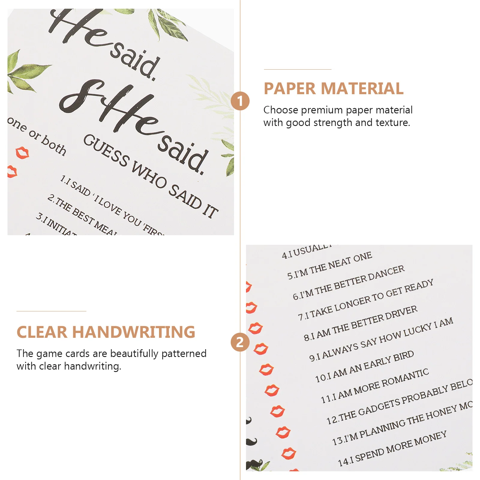 

10Pcs Bridal Shower Games Modern Wedding Game Cards Kit for Couples Bridal Shower Games Cards