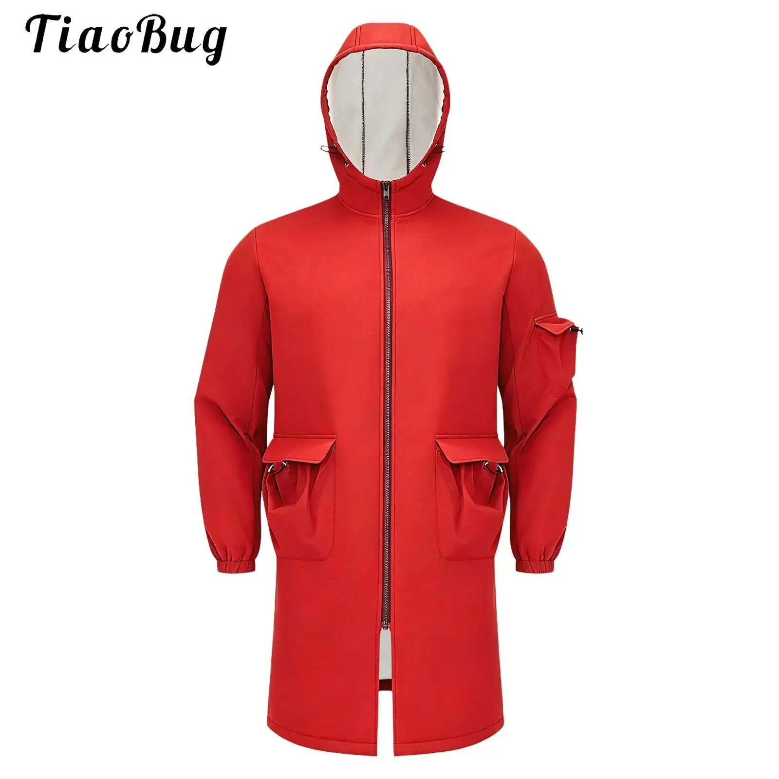 

Unisex Adult Fleece Lining Swim Cover-up Warm Outwear Swim Parka Coat Long Sleeve Zipper Waterproof Hooded Jacket