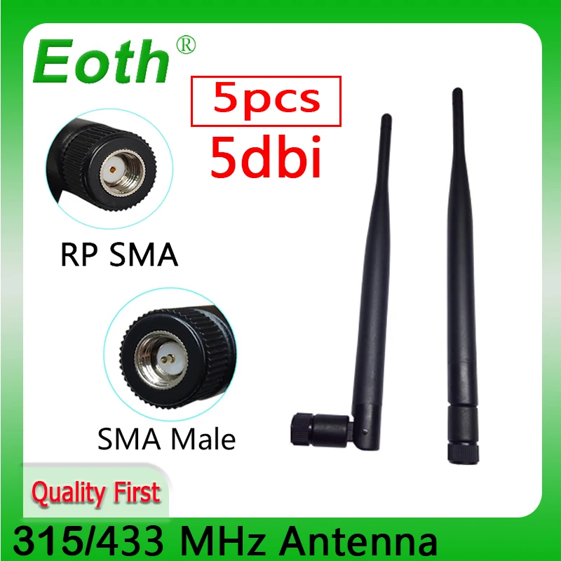 EOTH-antena plegable resistente al agua, 433 315 MHz, 5dBi SMA, macho, hembra, 5 piezas