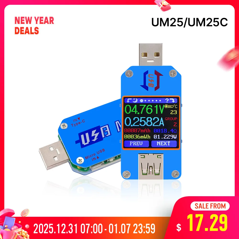 USB Voltmeter and AmmeterUM25C
