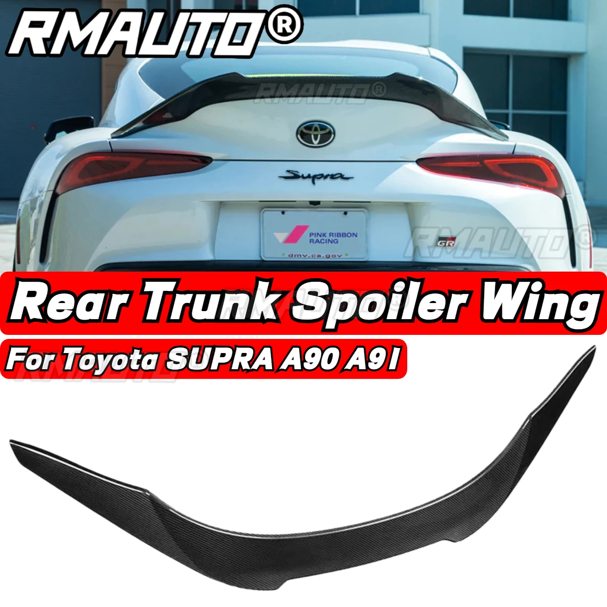 

For Toyota Supra A90 A91 2019-2022 Spoiler Real Carbon Fiber Rear Trunk Boot Spoiler Wing Lip Rear Tail Body Kit Car Accessories