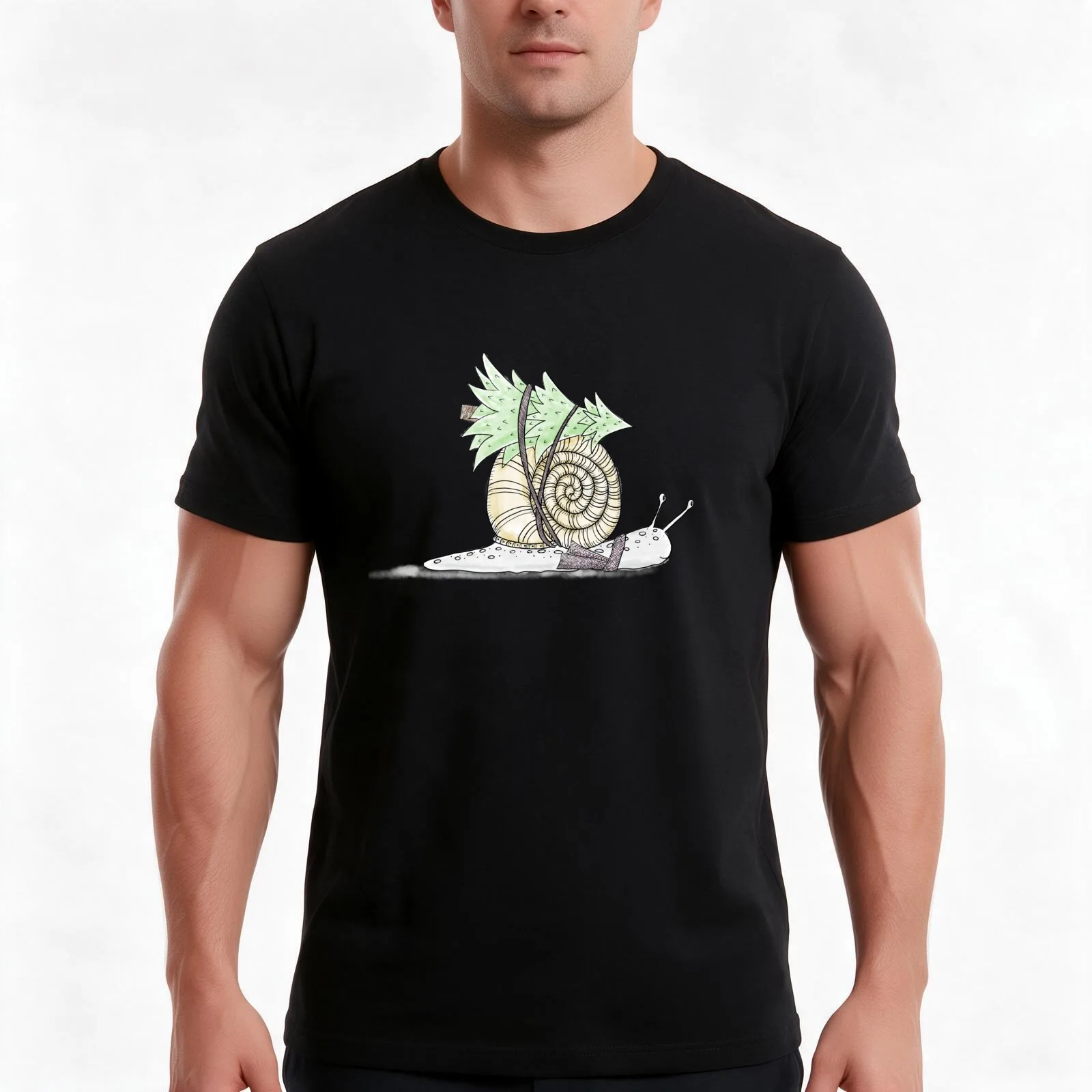 Christmas Snail T-Shirt, Summer Casual Cotton Tee, Oversized Streetwear Tops, Vintage Graphic Print, Loose Fit Short Sleeve
