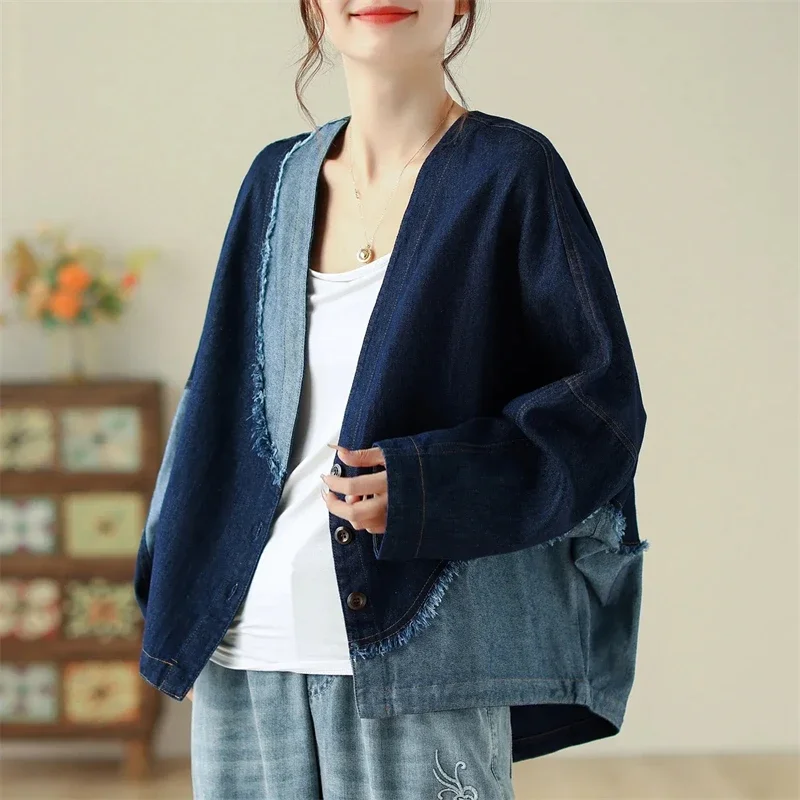 

New Women's Denim Jacket 2024 Spring Autumn Design Sense Comfortable Ladies Korean Version Retro Style Female Cowboy Coat 1989