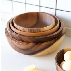 Japanese Wooden Bowl Stackable Bowl Fruit Rice Bowl Wooden Salad Ramen Bowl Mixing Bowl Wooden Tableware Kitchen Utensils