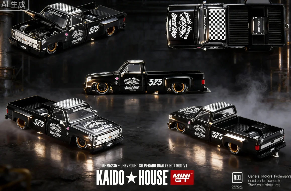 MINIGT 1:64 Silverado Dually Hot Rod V1 Druckguss-Modellauto