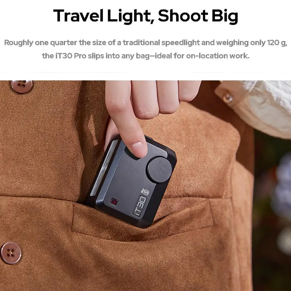 Godox iT30Pro 超軽量ミニ TTL フラッシュ、2.4GHz ワイヤレス、HSS 1/8000 秒、内蔵リチウム電池、2.8 インチ タッチスクリーン