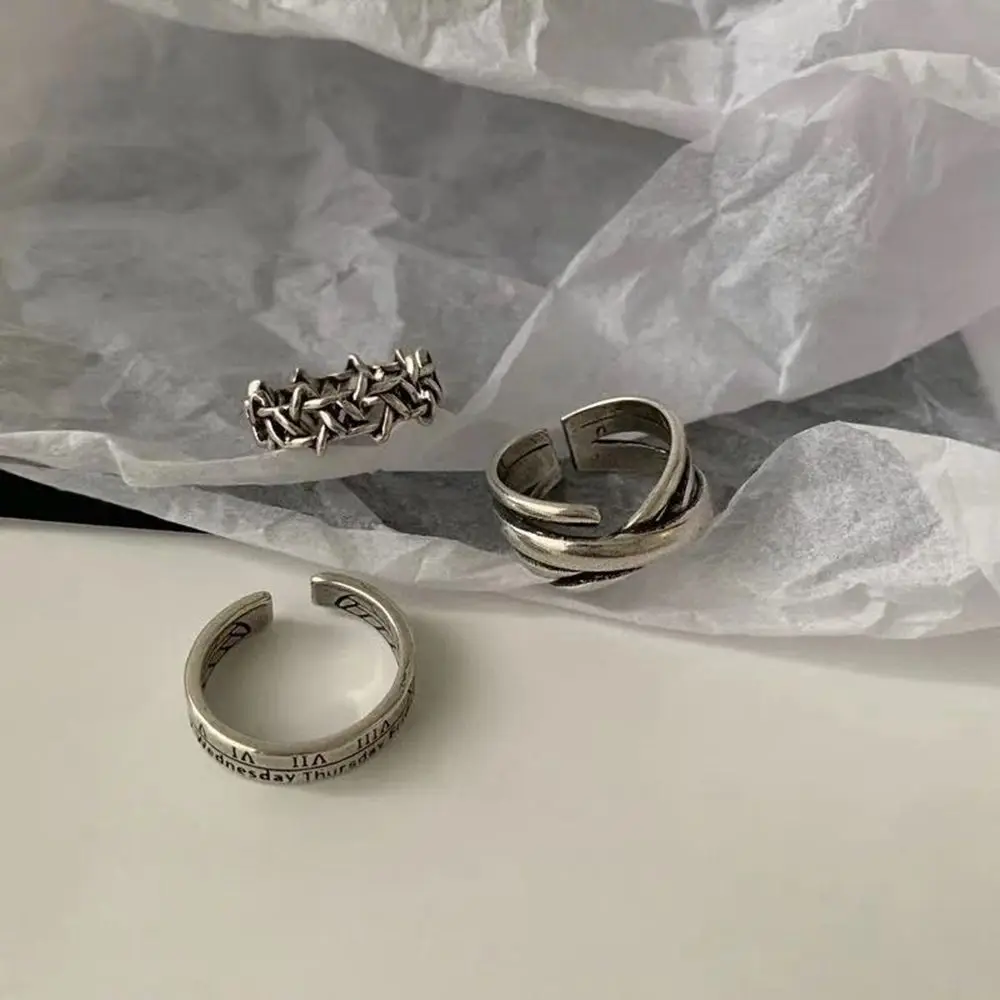 Width Twist Roman Numeral Letter Punk Style Female Finger Ring Korean Style Ring Couple Ring Opening Adjustable Ring