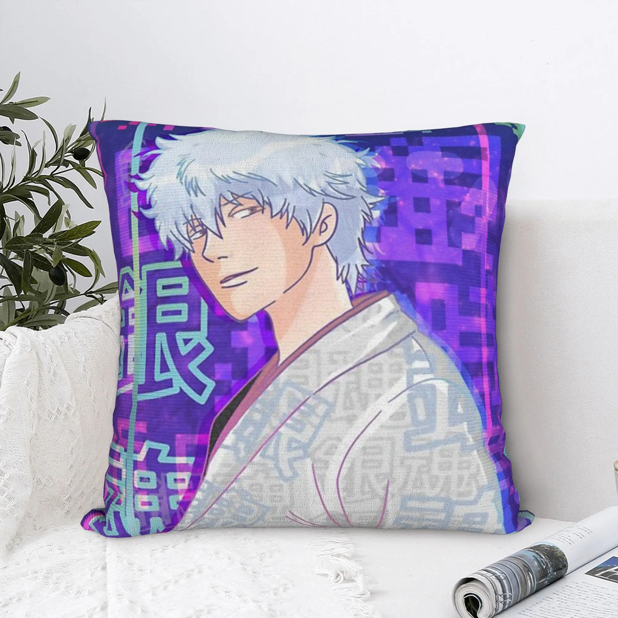 Gintama Pillowcase Printing Polyester Cushion Cover Gift Gintoki Anime Japan Throw Pillow Case Cover Home Zippered 40*40cm