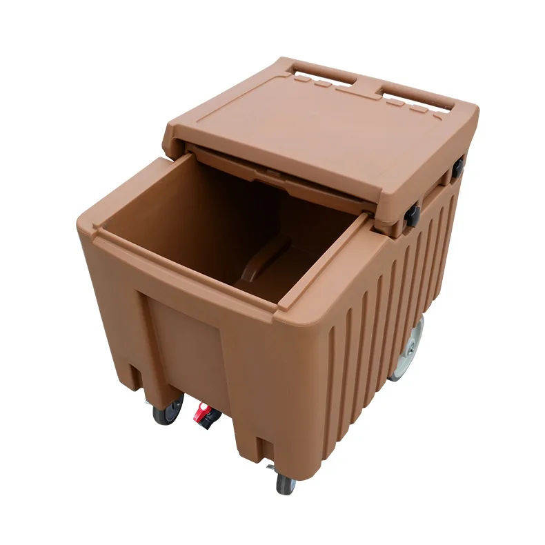 Pengwen's New 110-Liter PE Material Ice Storage Truck Large-Capacity Slanted Lid for Food for Hotel Restaurant Outdoor Stall