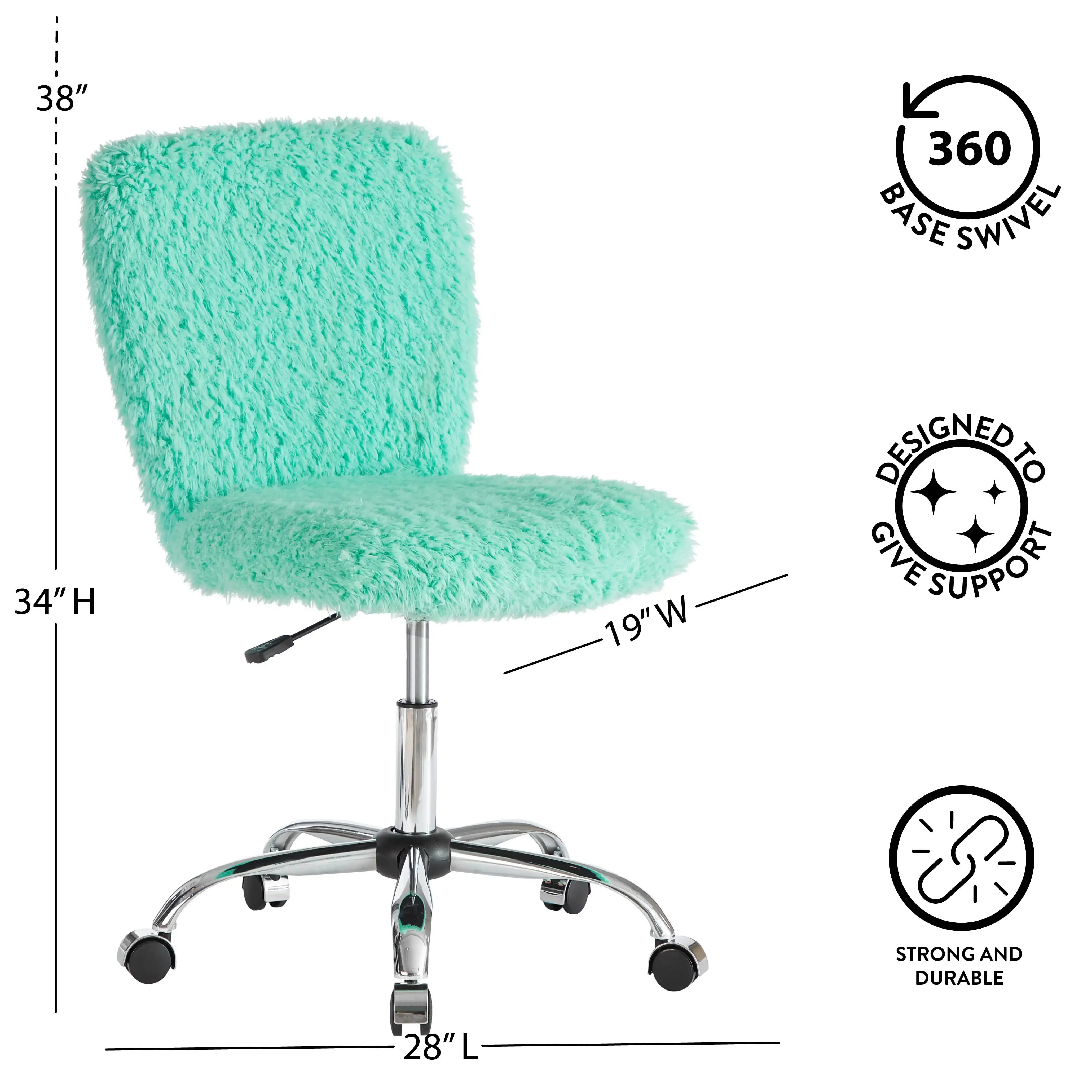 Faux Fur Armless Swivel Task Office Chair