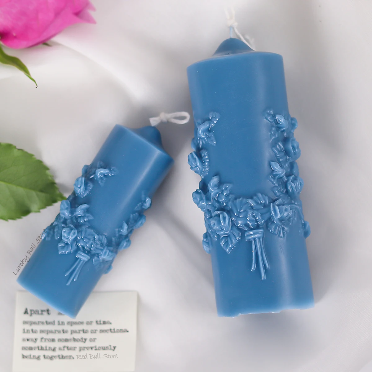 Relief Flower Cylindrical Candle Silicone Mold DIY Scented Soap Making Tools Plaster Rose Chocolate Mould Valentine's Day Gifts