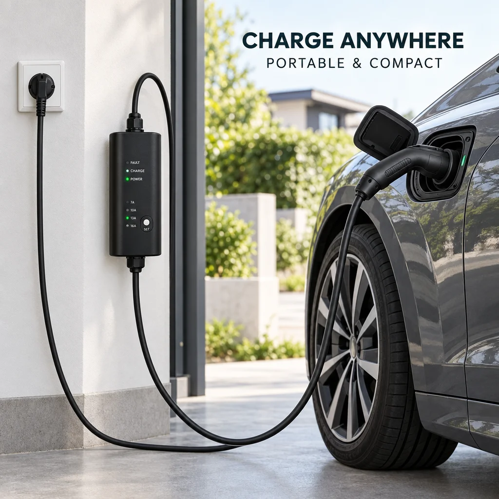 EVMBO 16A Portable EV Charger Type2 Charging Cable IEC62196-2 Wallbox Cord Schuko Plug for Electric Car