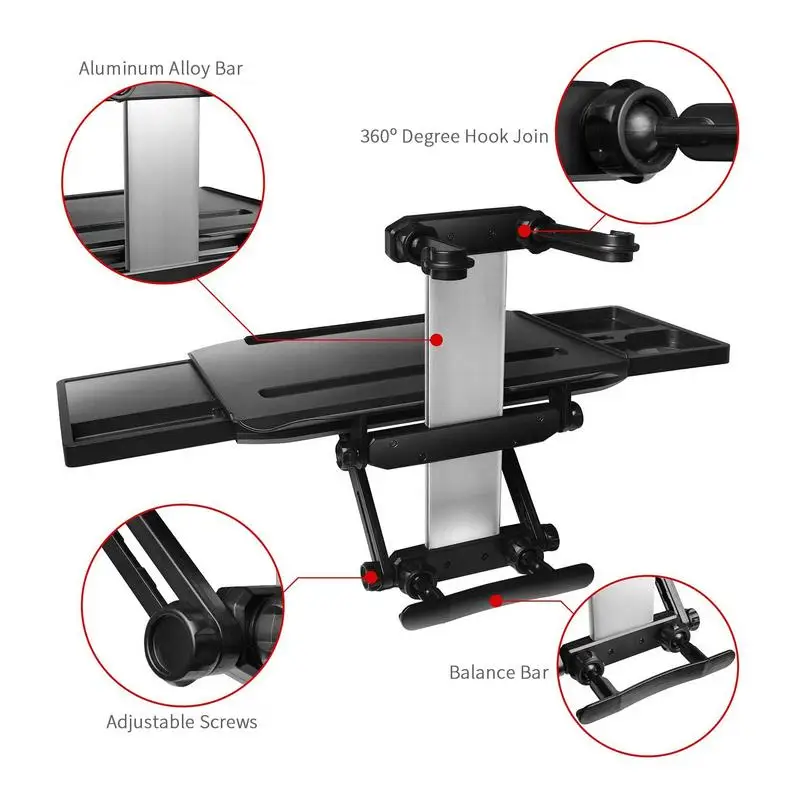 Portable Car Steering Wheel Dining Table Holder Car Laptop Computer Desk Stand With Expandable Side Drawer & 2 Separate Drawer