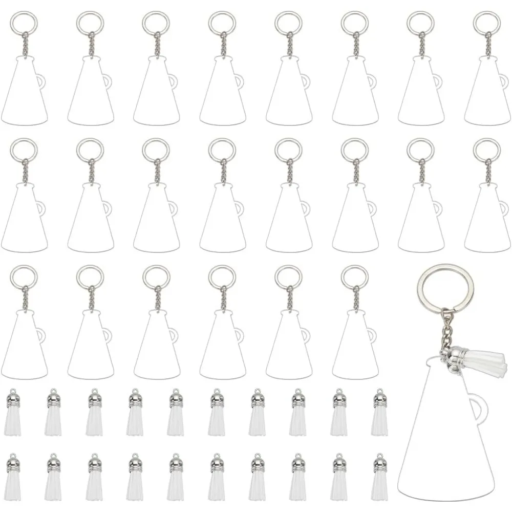 

Keychain Pendants with Tassel Megaphone Key Chains Blank Tassels Keyring Graduation Gift