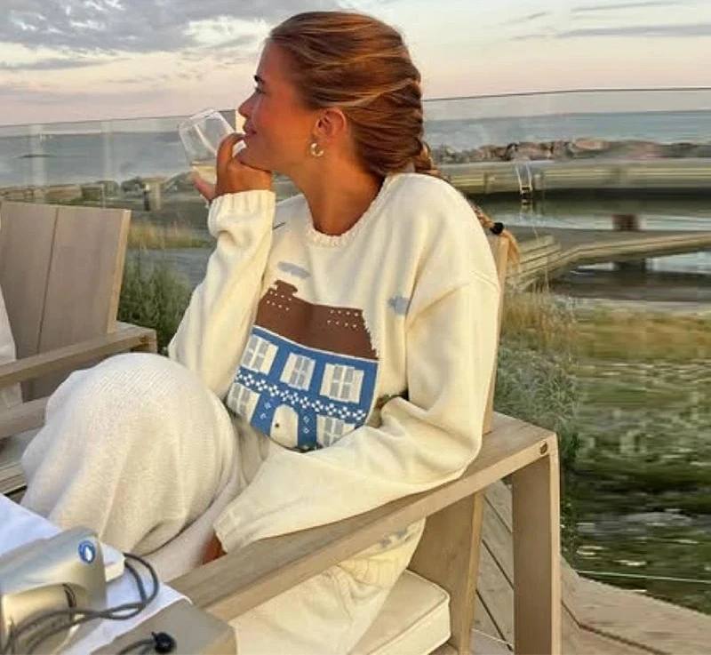 

Women's New Pattern Soft Knitted Sweater Loose Long Sleeve Warm Versatile Pullovers