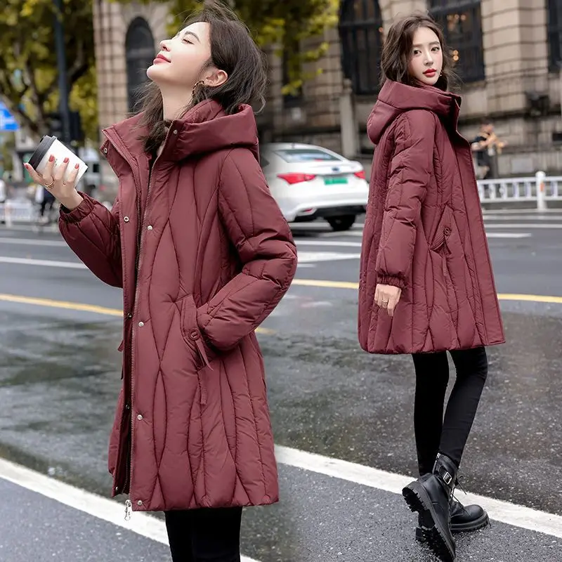 

Новинка 2025 года, зимняя куртка, женская парка с воротником и капюшоном, хлопковое стеганое пальто, корейская свободная теплая утепленная универсальная верхняя одежда, модная TS462