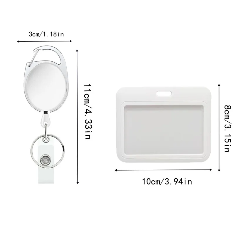 Multicolor Badge Card Holder with Egg Shape Retractable Badge Reel Set Anti-Lost Metal ID Card Keychain for Office Work Supplies
